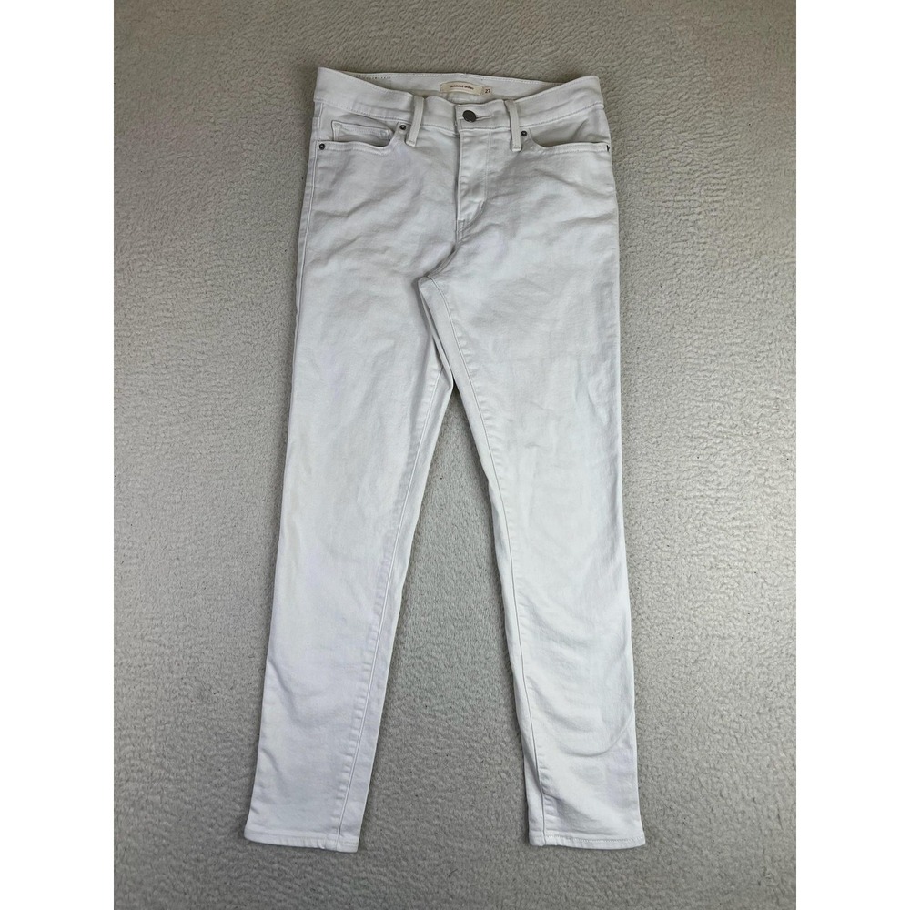 Levis Slimming Skinny Jeans Womens 27x30 White Mid Rise Stretch Denim Pants